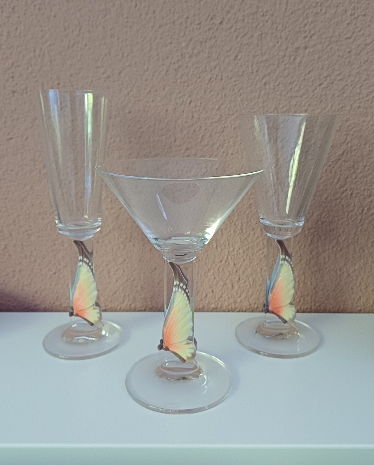 franz porcelain butterfly papillon glazen, Antiek en Kunst, Antiek | Glas en Kristal, Ophalen of Verzenden