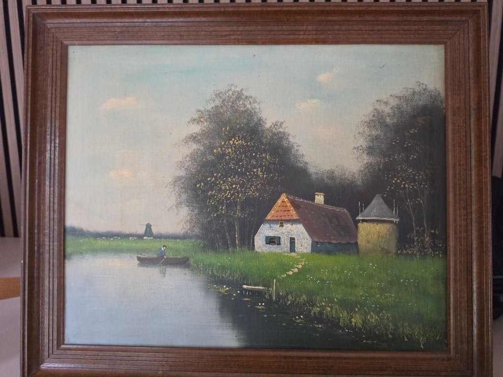 schilderij, Ophalen, Doek, Landschap, Olieverf
