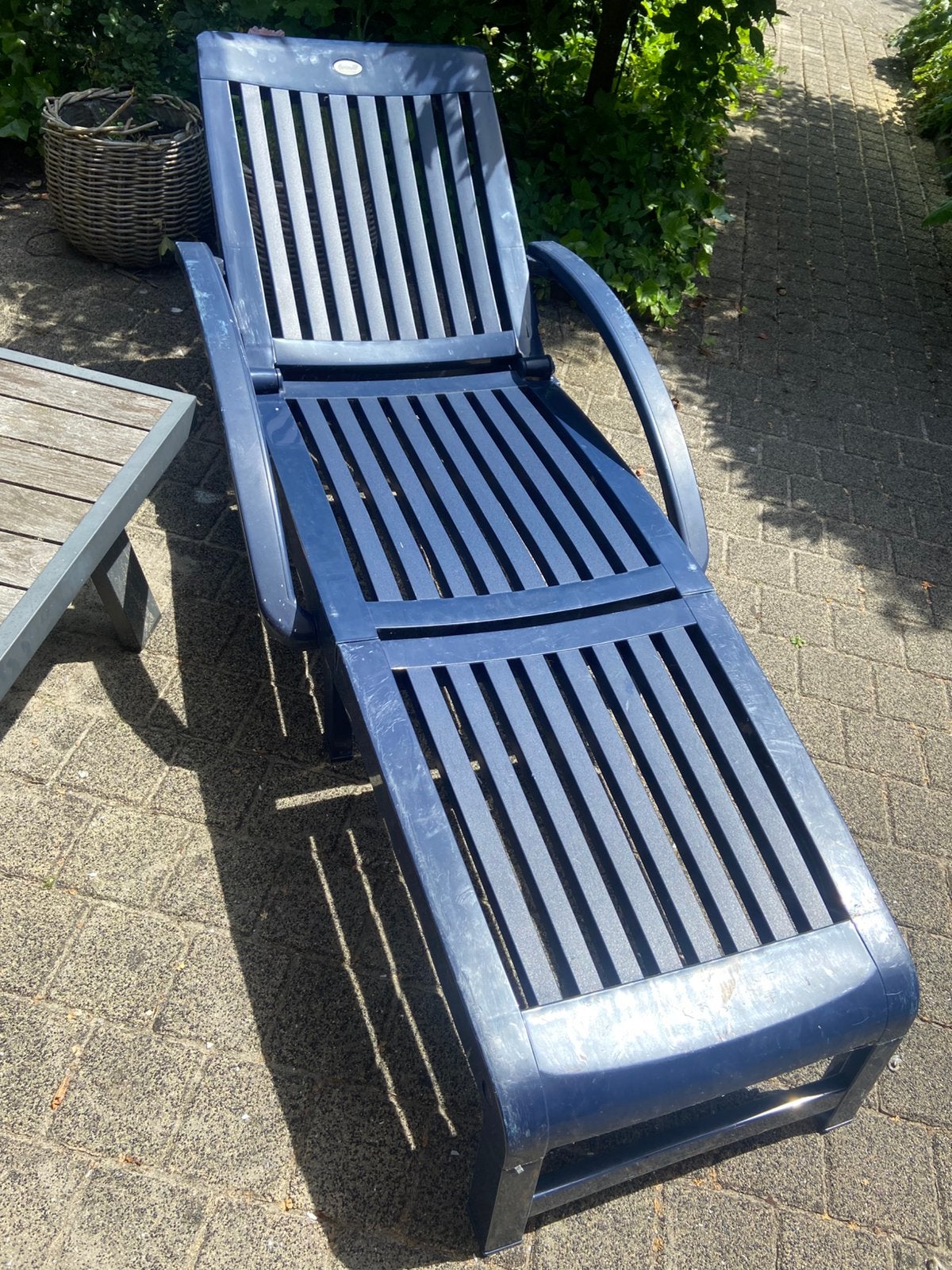 Te koop ligbed Hartman blauw, Ophalen, Gebruikt, Kunststof, Verstelbaar