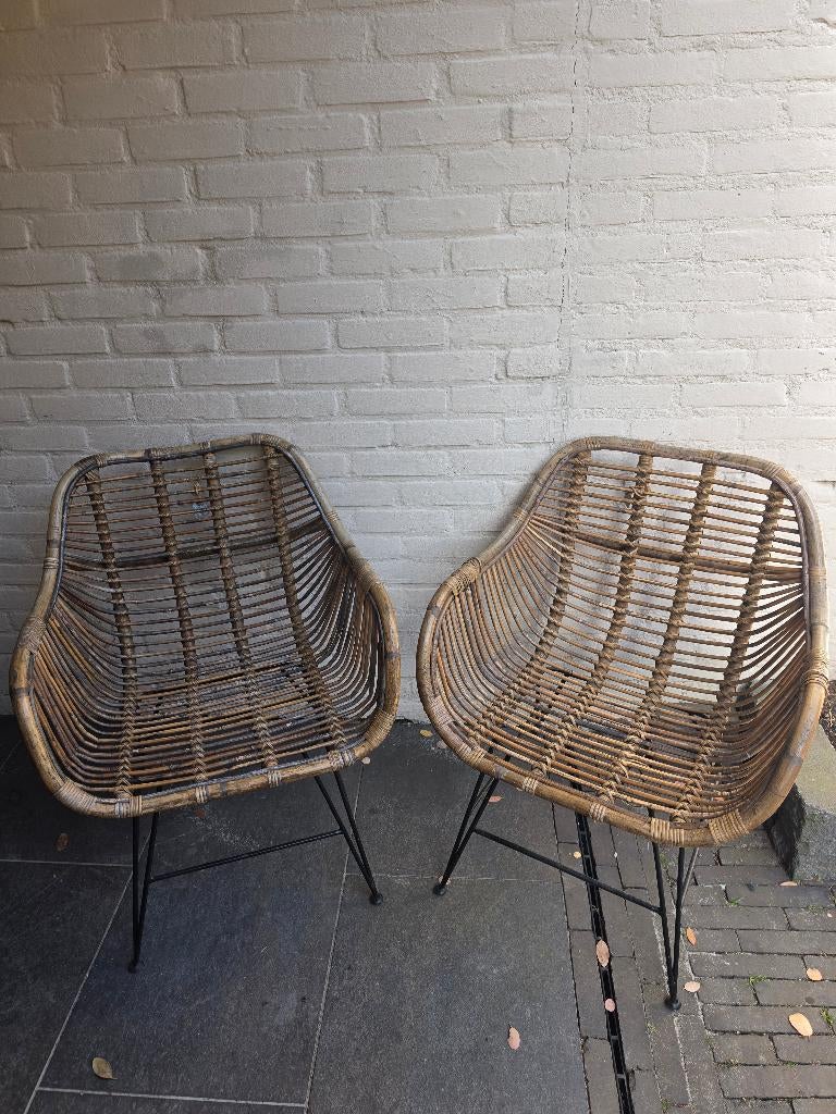 Rotan stoelen, Ophalen, Gebruikt, Twee, Hout