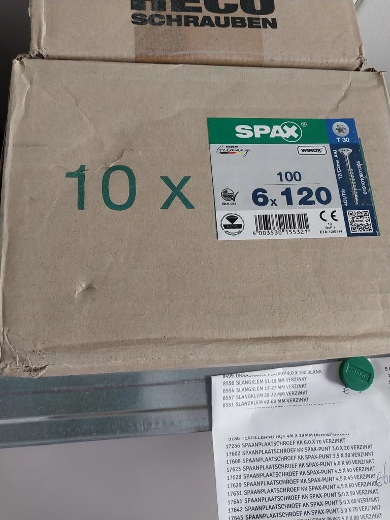 Partij Spax schroeven 6x120mm torx verzinkt losse verkoop, Ophalen of Verzenden, Nieuw, 100 tot 250 mm, Schroeven