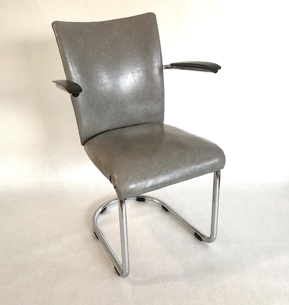 Vintage Gebr. de Wit 1018 stoel / fauteuil, Ophalen, Gispen, Bauhaus, Mart Stam, Gebruikt, Overige materialen