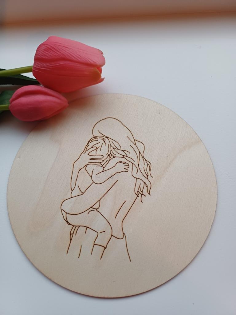Houten Moeder en Kind Plaquette - Liefdevol Cadeau, Hout, Beige, Nieuw, Ophalen of Verzenden