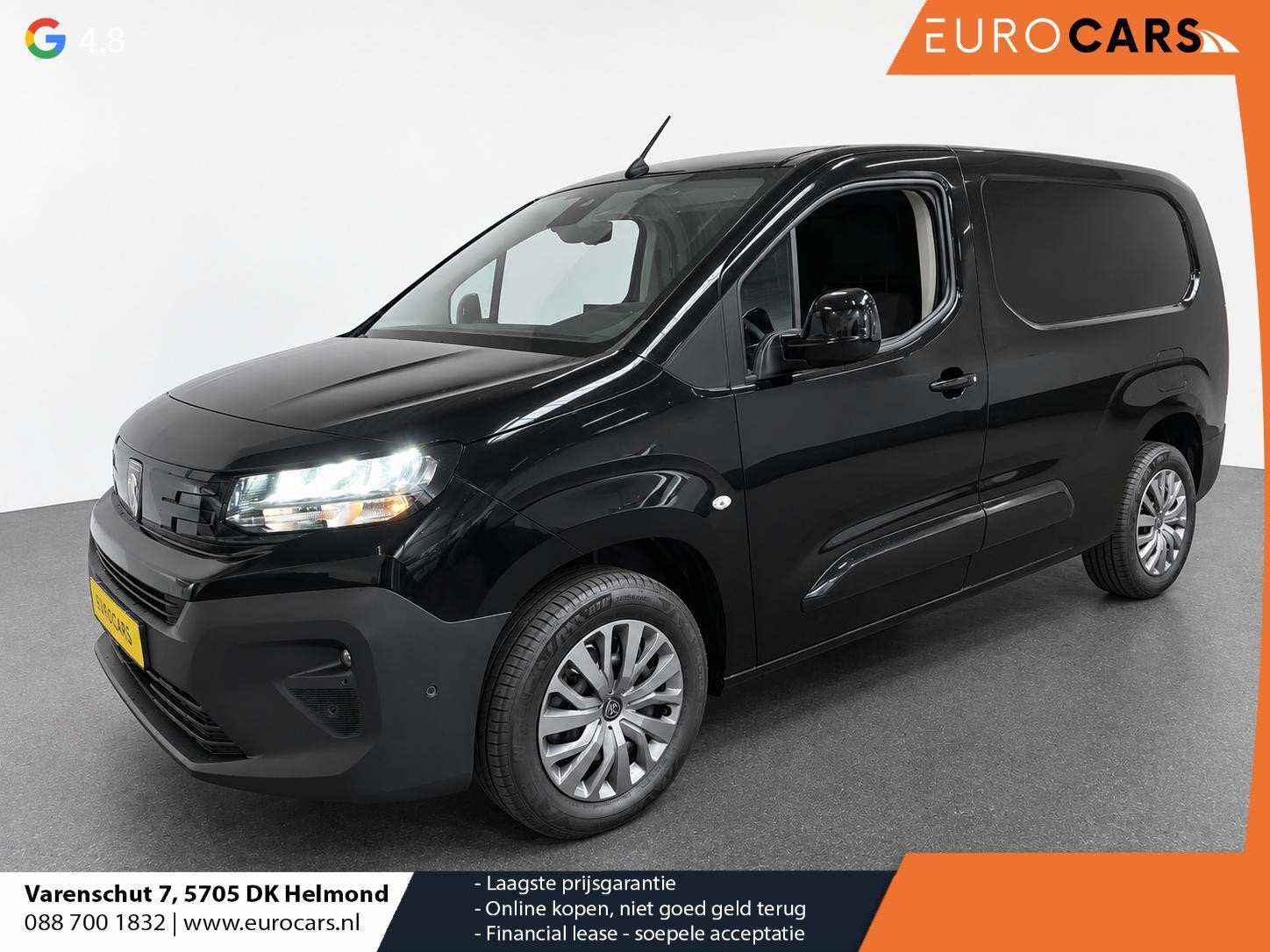 Peugeot Partner 1.5 BlueHDi 130PK Automaat L2 Navigatie Appl, Gebruikt, 4 cilinders, Leder en Stof, Zwart