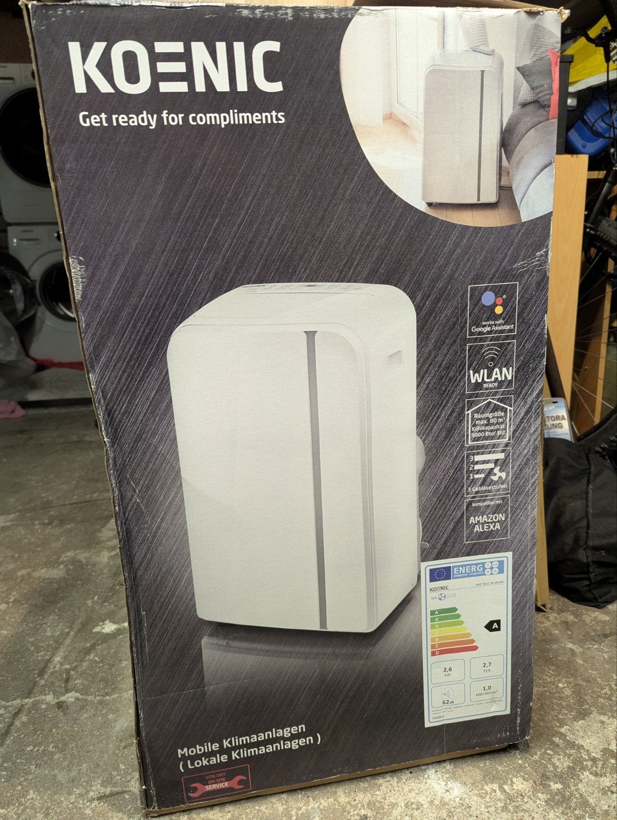 KOENIC KAC 9022 W WLAN Mobiele Airco Wit, Witgoed en Apparatuur, Airco's, Ophalen, Koelen en Ontvochtigen, Minder dan 60 m³, Nieuw