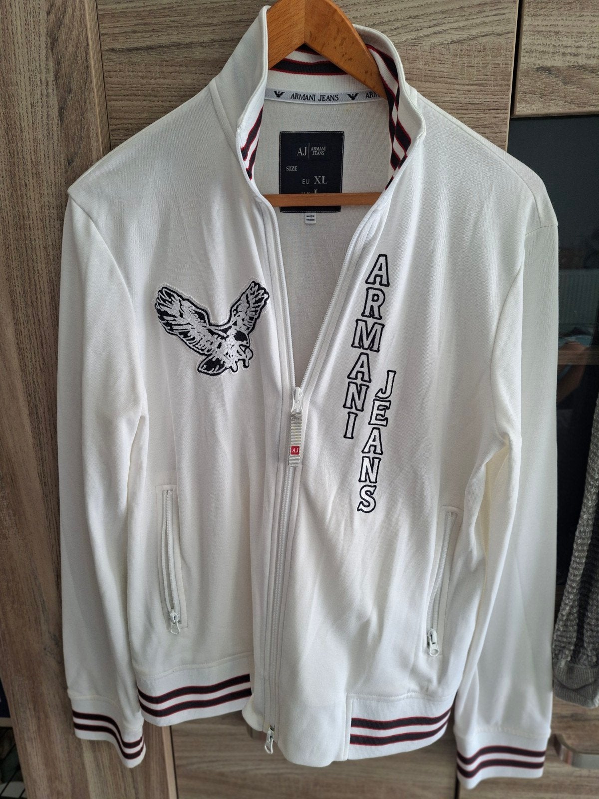 Armani Jeans vest wit met adelaar en logo - Maat XL, Ophalen of Verzenden, Maat 56/58 (XL), Wit, Armani Jeans