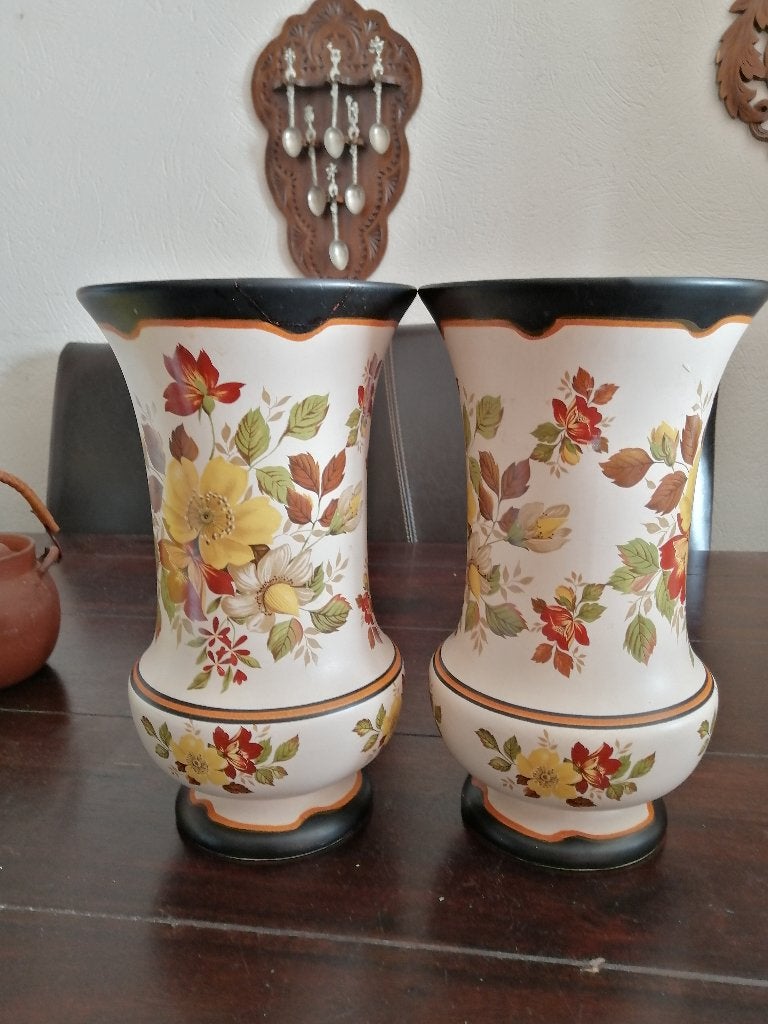 2 Modica vazen Gouda Plateel,Oud Gouda, Zuid Holland, floral, Ophalen of Verzenden