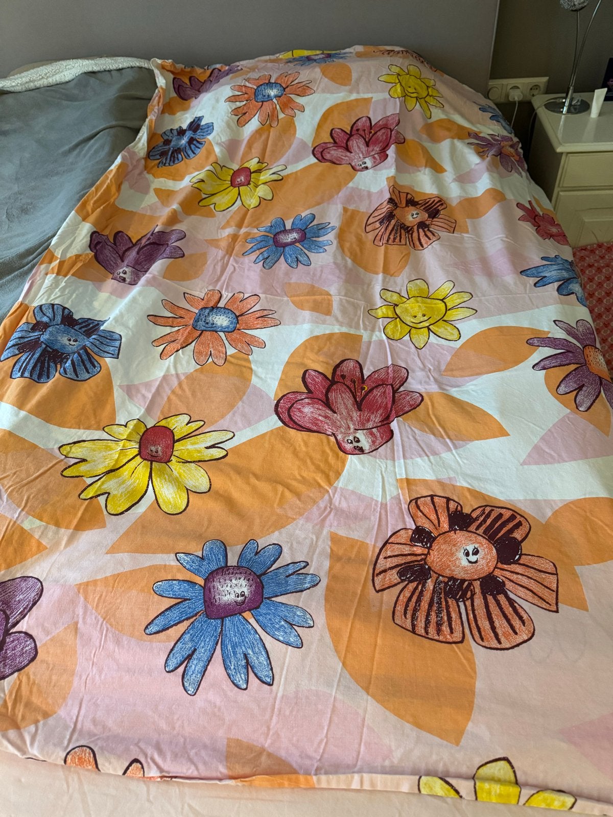 Eenpersoons dekbedovertrek met vrolijke bloemenprint ikea, Gebruikt, Dekbedovertrek, Ophalen of Verzenden, Overige kleuren