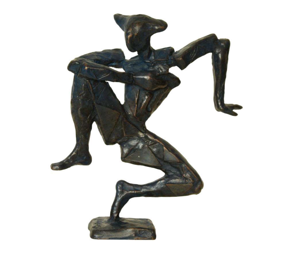 Eric Claus BRONS BEELD COMMEDIA DELL'ARTE ARLECCHINO, Ophalen of Verzenden, Gepatineerd, Brons, Beeld