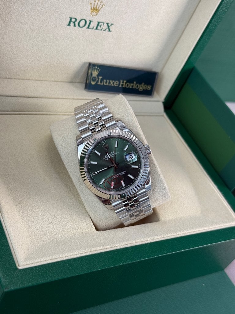 Datejust 41mm VSF V2 mintgreen, Ophalen of Verzenden, Zo goed als nieuw, Zwart, IOS