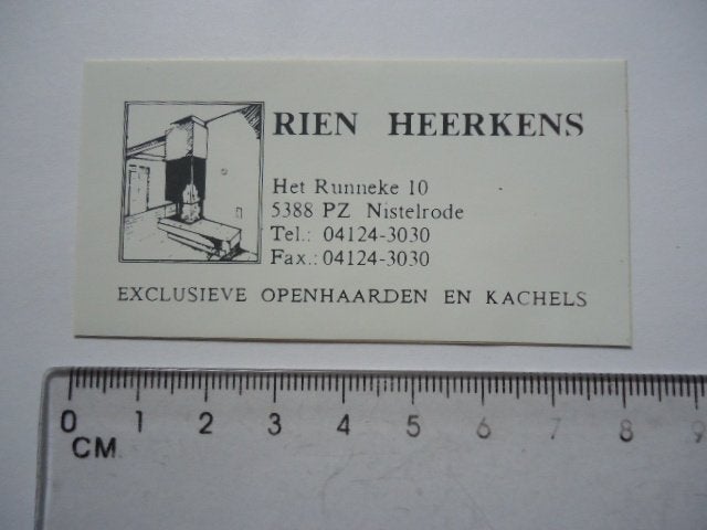 sticker oud Nistelrode RIEN HEERKENS kachel open haard retro, Verzenden, Zo goed als nieuw, Bedrijf of Vereniging