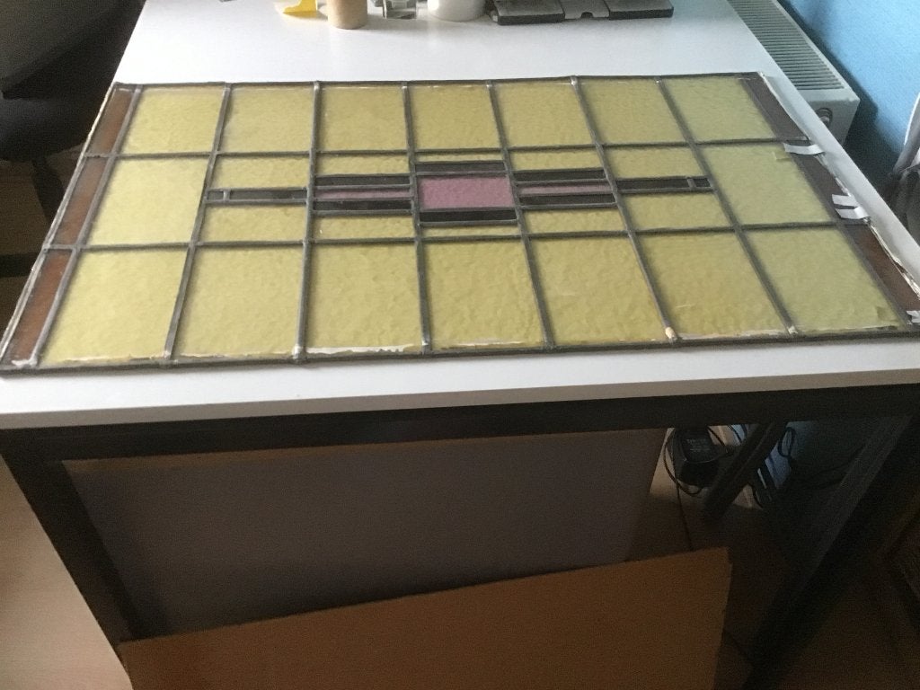 Antiek Glas in Lood raam., Doe-het-zelf en Verbouw, Glas en Ramen, Ophalen, Gevelraam of Ruit, Gebruikt, 80 tot 120 cm