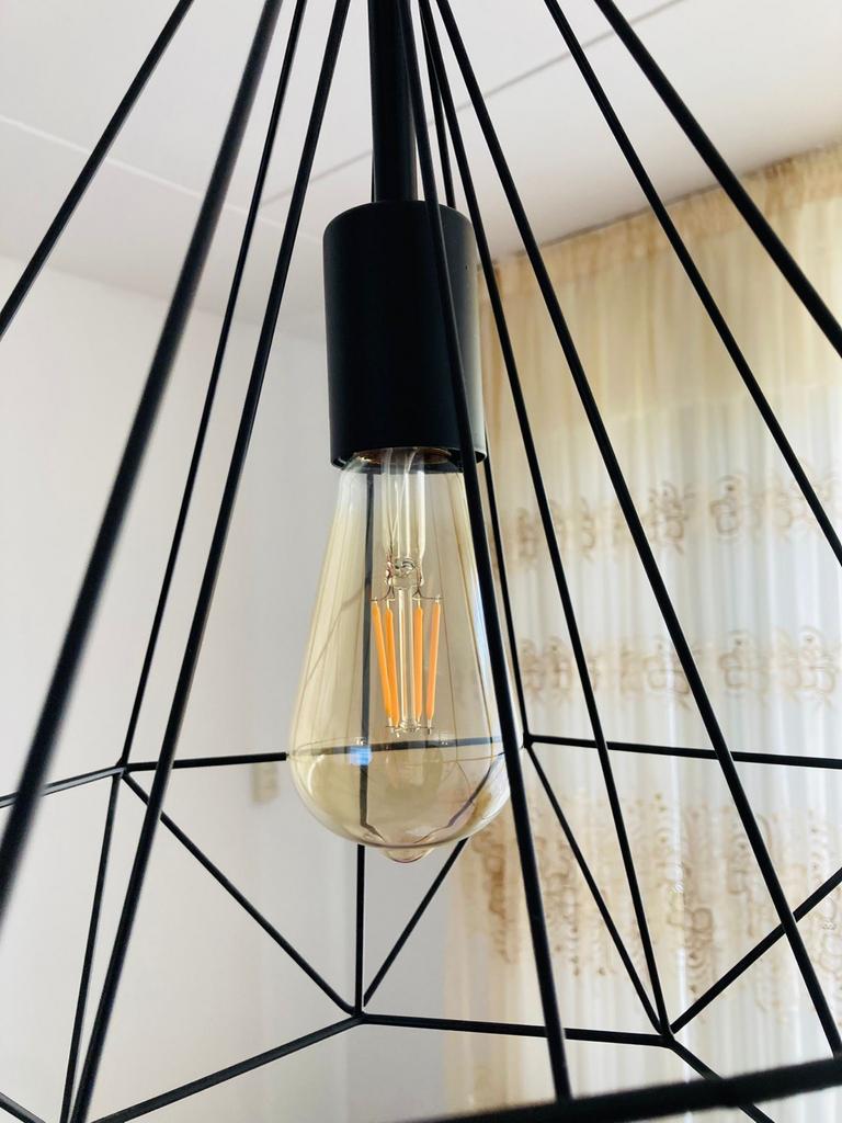 Rotan hanglamp met open structuur, Huis en Inrichting, Ophalen of Verzenden, Zo goed als nieuw, Overige materialen, 50 tot 75 cm