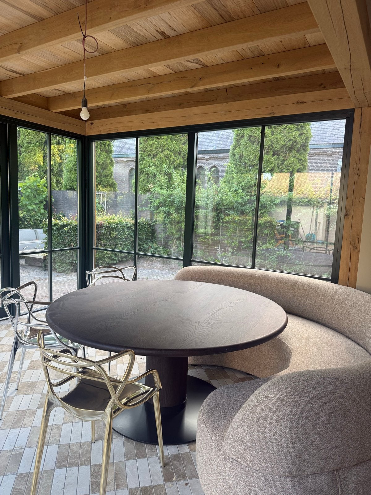 Ronde Eettafel PMP Furniture - Wenge Hout - 160CM, 150 tot 200 cm, Rond, Nieuw, Ophalen of Verzenden