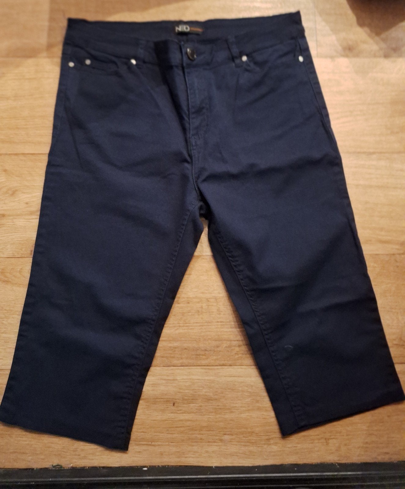 NED Driekwart Broek Maat 42 Donkerblauw, Kleding | Dames, Blauw, Maat 42/44 (L), Ophalen of Verzenden, Zo goed als nieuw