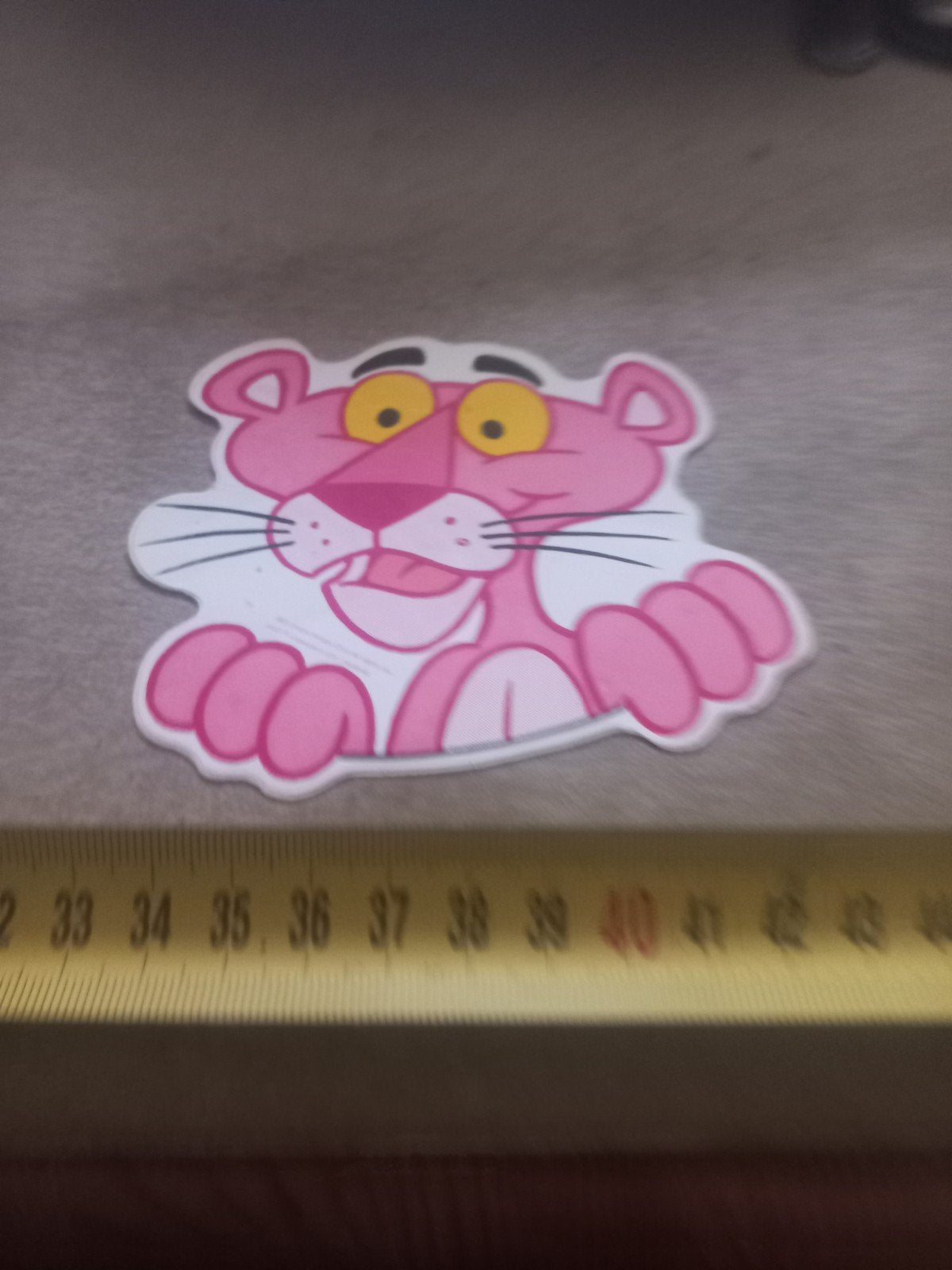 Roze Panter sticker - Leuke cartoon decoratie, Ophalen of Verzenden, Zo goed als nieuw