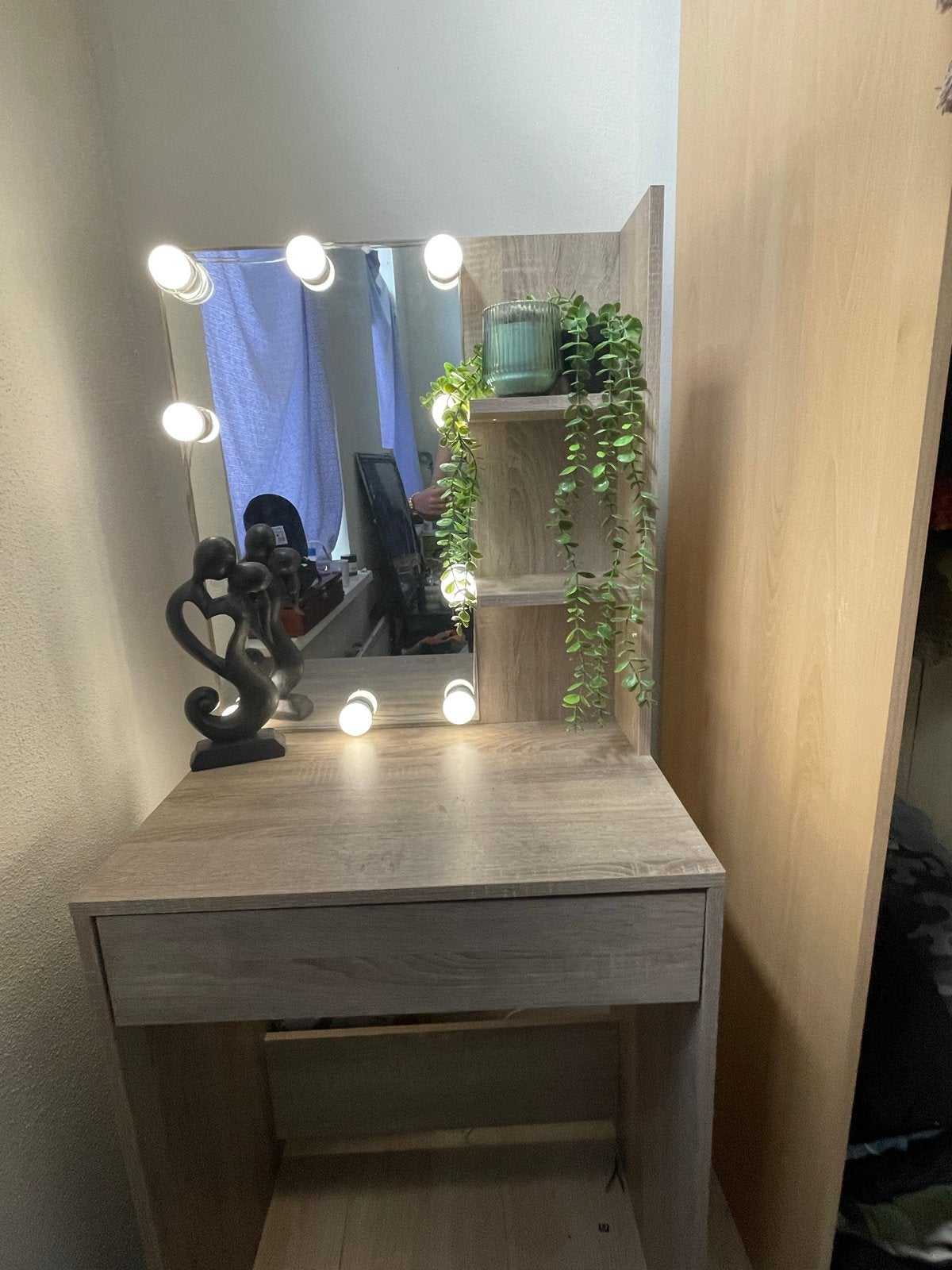 vidaXL Kaptafel met LED-verlichting - Sonoma Eikenkleurig, Ophalen, 100 tot 150 cm, Nieuw, 50 tot 100 cm