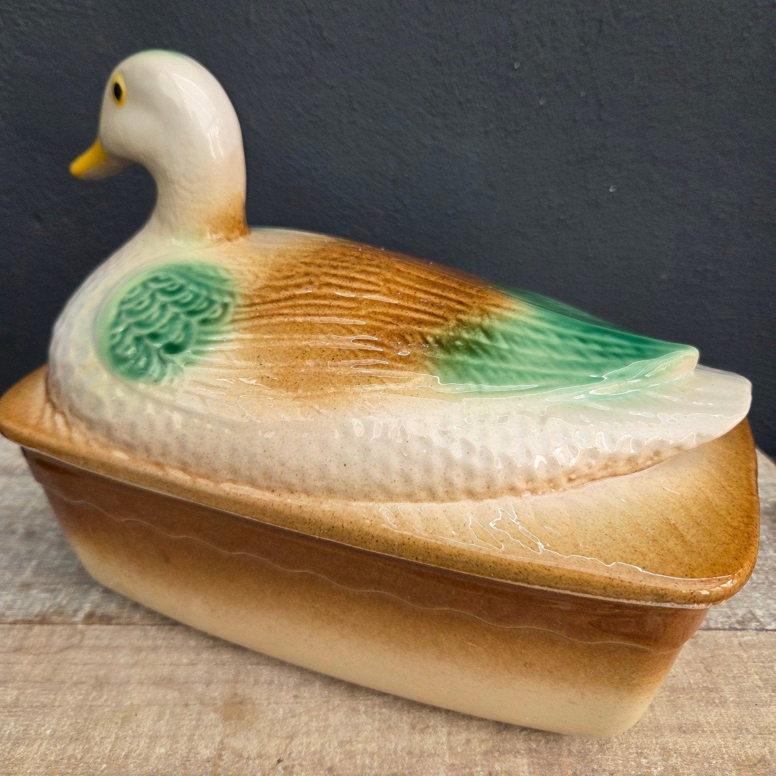 Vintage Franse terrine ovenschaal eend brocante, Ophalen of Verzenden