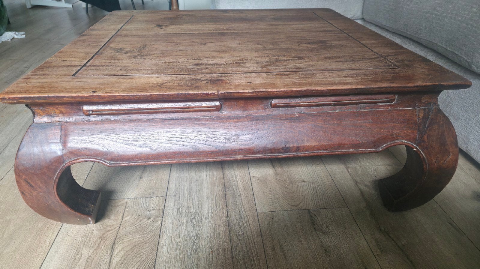 Massief Houten Opium Salontafel 90x90 cm | Koloniaal Teak, Ophalen, Gebruikt, 50 tot 100 cm, Koloniaal