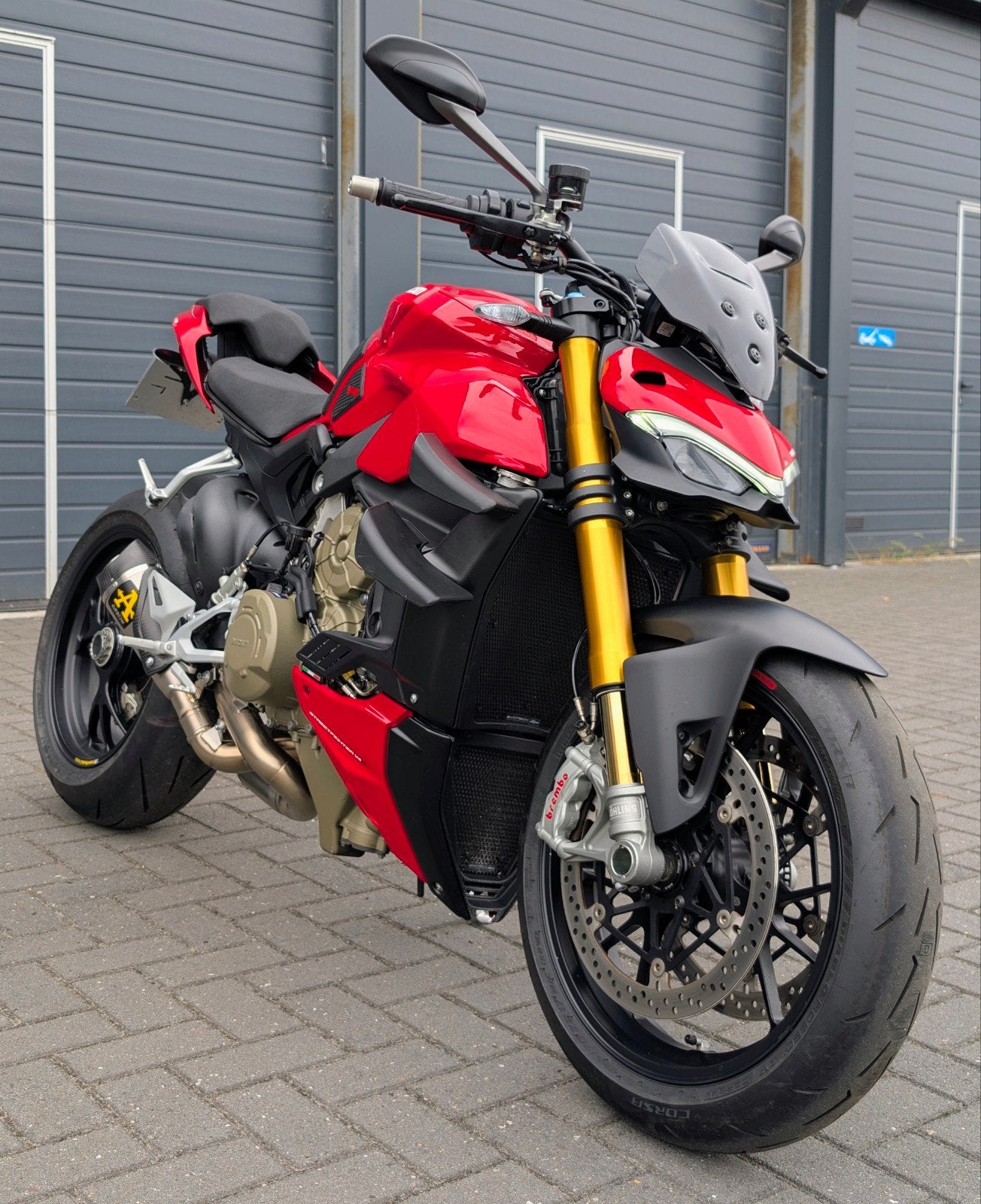 (VERKOCHT)  Ducati Streetfighter V4S (bj 2020) Arrow, Motoren, Handvatverwarming, Occasion, 4 cilinders, Motorrijbewijs A