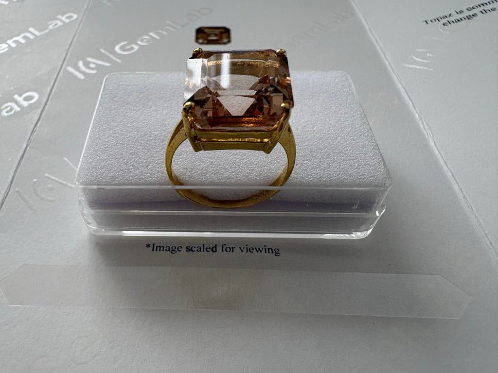 14kt Gouden Ring met 17.07ct Natuurlijke Topaas - Maat 20, Sieraden, Tassen en Uiterlijk, Ringen, 20 of groter, Nieuw, Ophalen of Verzenden