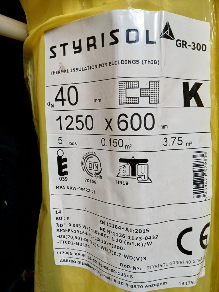 Styrisol isolatieplaten 40mm - 3.75 m², Doe-het-zelf en Verbouw, Isolatie en Afdichting, Dakisolatie, Nieuw, Hardschuim (Pir)