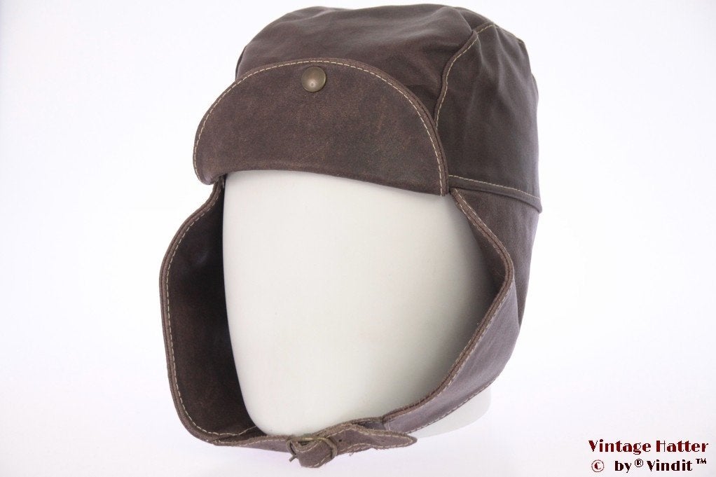 Vintage vliegeniersmutsen motorkapjes leer of leerlook, Kleding | Heren, Ophalen of Verzenden, Gedragen