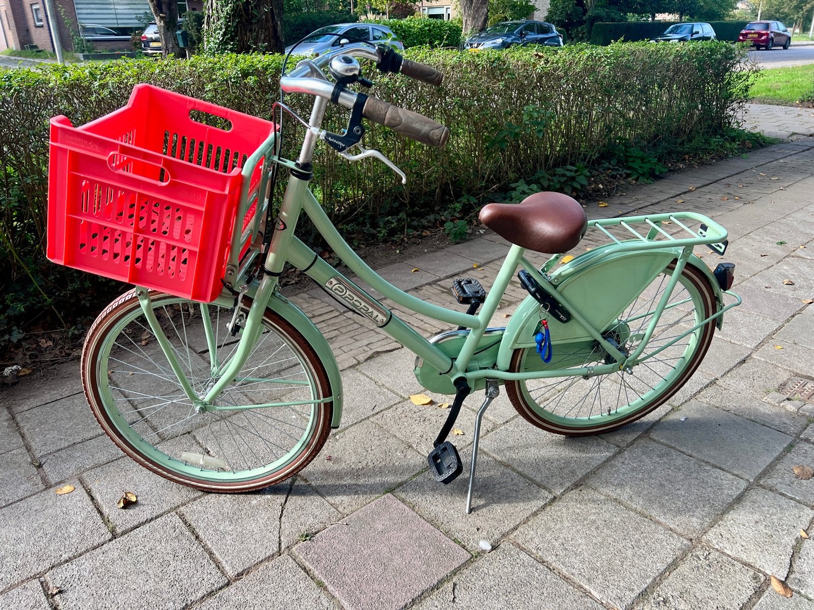 Popal Meisjesfiets 24 inch met krat, Fietsen en Brommers, Ophalen, Terugtraprem, 24 inch, Versnellingen