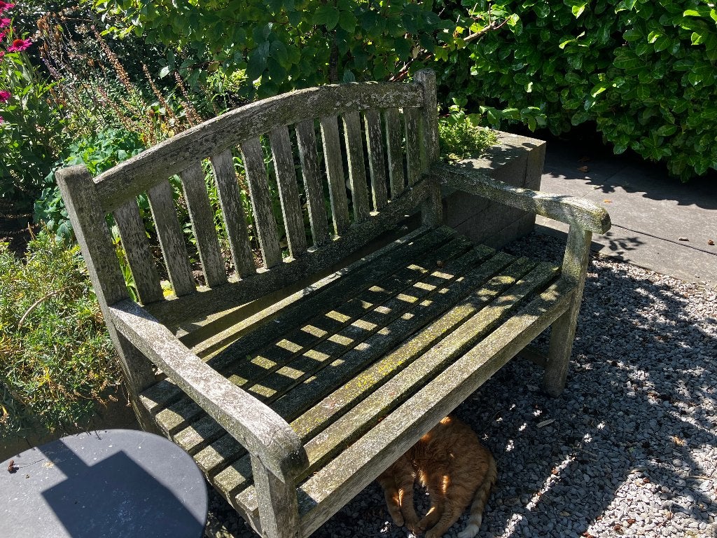 Teakhouten tuinbankje, Tuin en Terras, Tuinbanken, Ophalen, Gebruikt, Teakhout