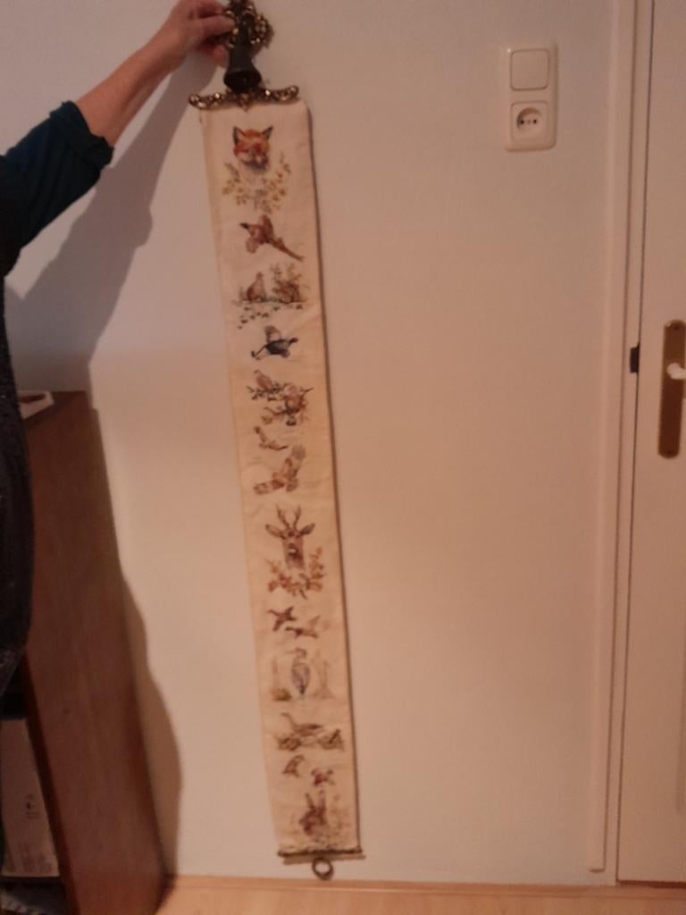 SCHELLEKOORD - Geborduurd - DIEREN / NATUUR met bel, Hobby en Vrije tijd, Borduren en Borduurmachines, Ophalen of Verzenden, Zo goed als nieuw