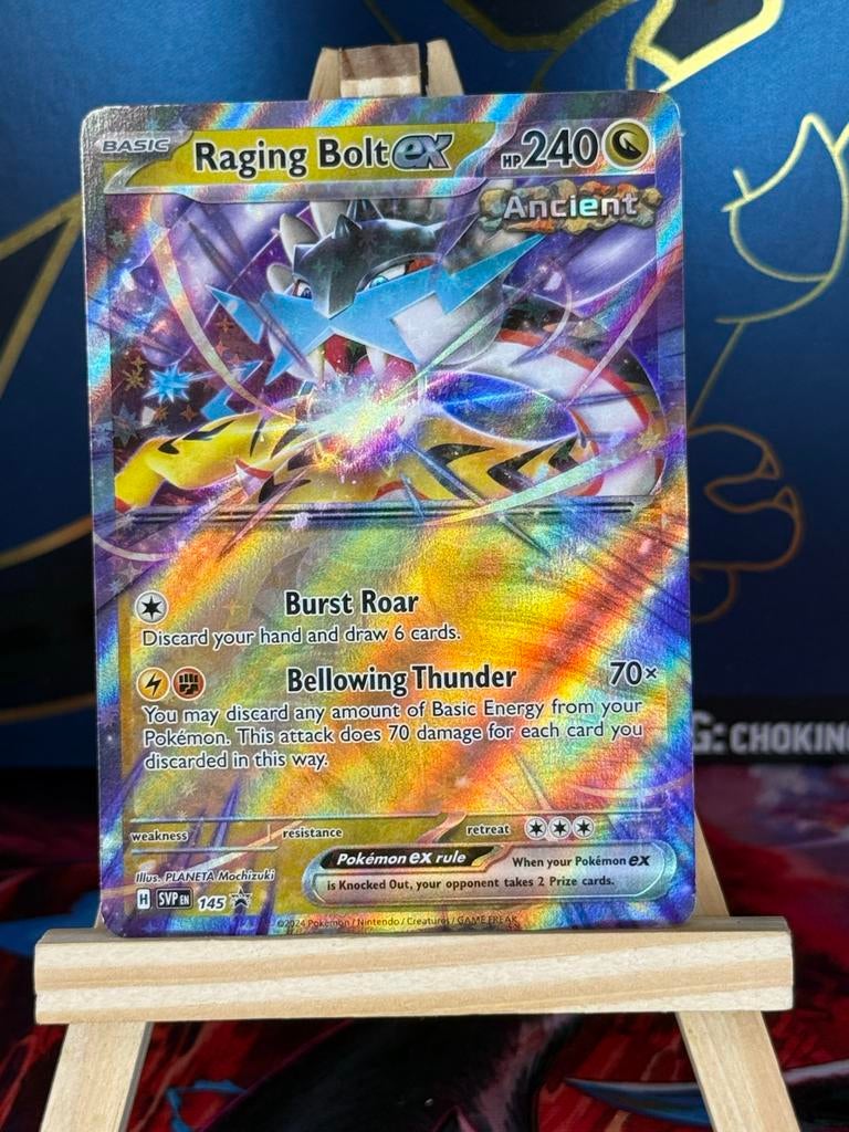 Raging Bolt ex 145/162 Ancient Pokémon kaart, Ophalen of Verzenden, Zo goed als nieuw, Losse kaart, Foil