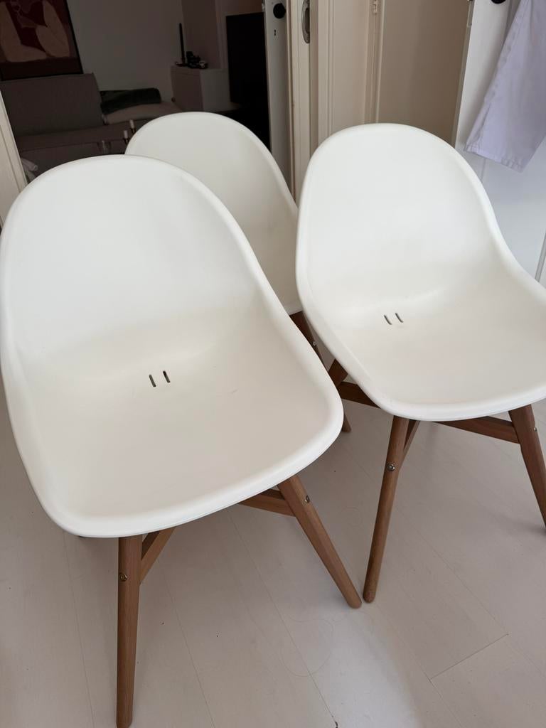 3 eetstoelen van Ikea, Ophalen, Zo goed als nieuw, Wit, Vier