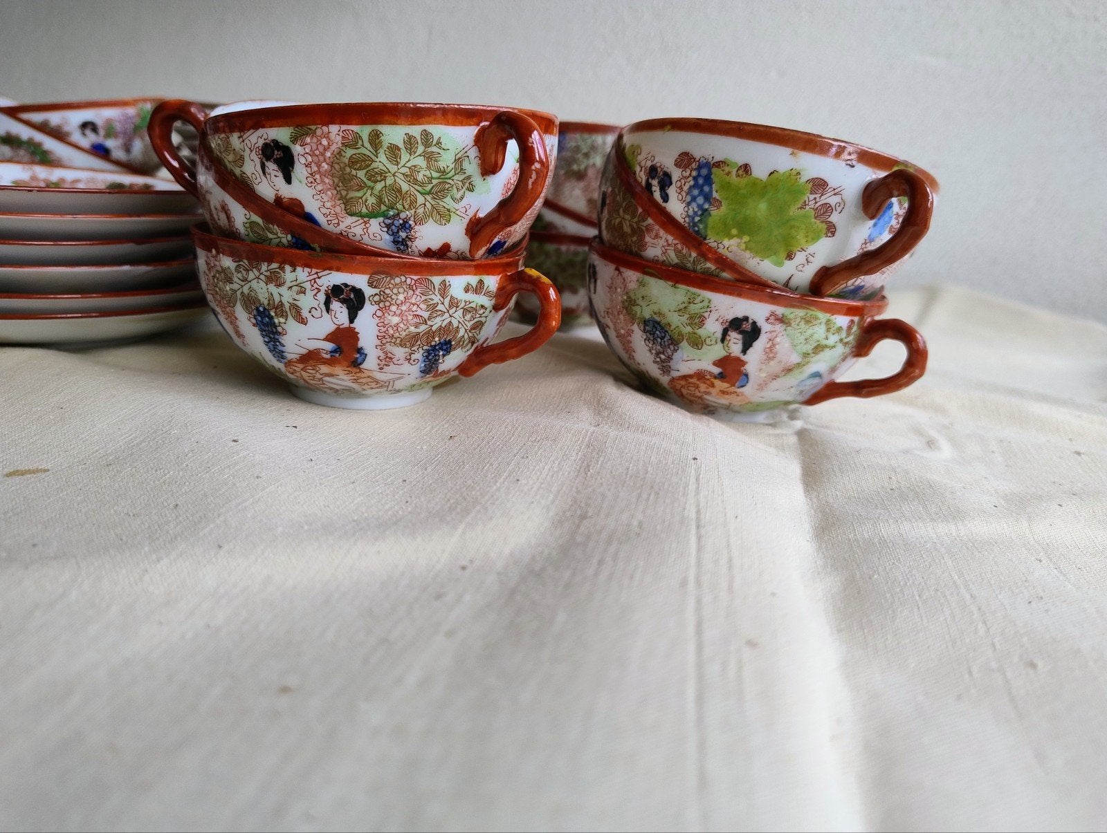 Vintage Japans theeservies met handgeschilderde decoratie, Ophalen