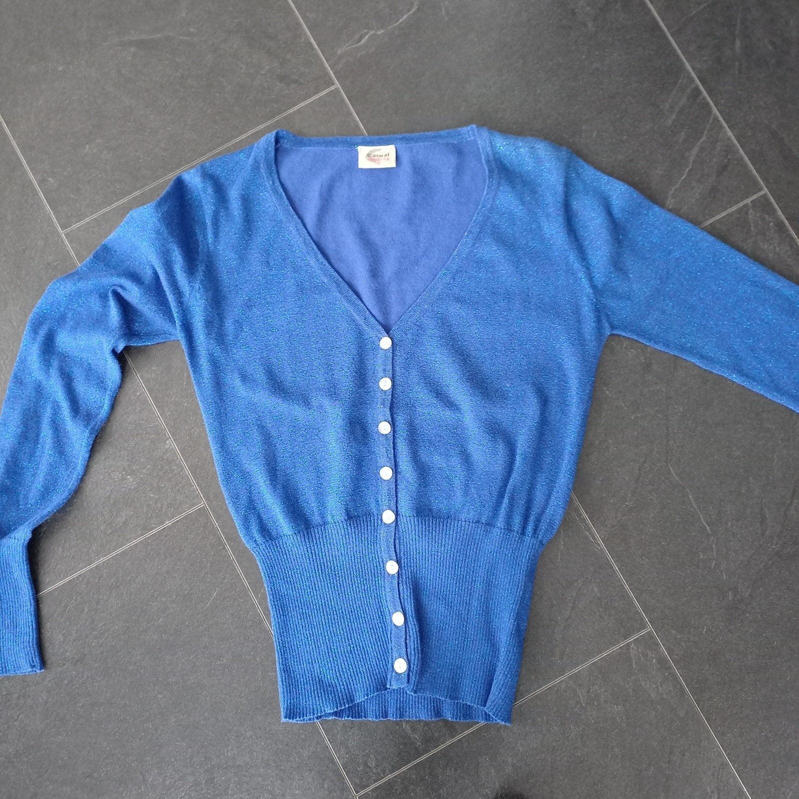 leuk vestje met zilverdraad maat S koopje nu, Ophalen of Verzenden, Zo goed als nieuw, Maat 36 (S), Blauw