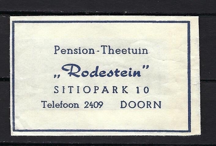 309 Doorn pension theetuin RODESTEIN, Ophalen of Verzenden, Nederland
