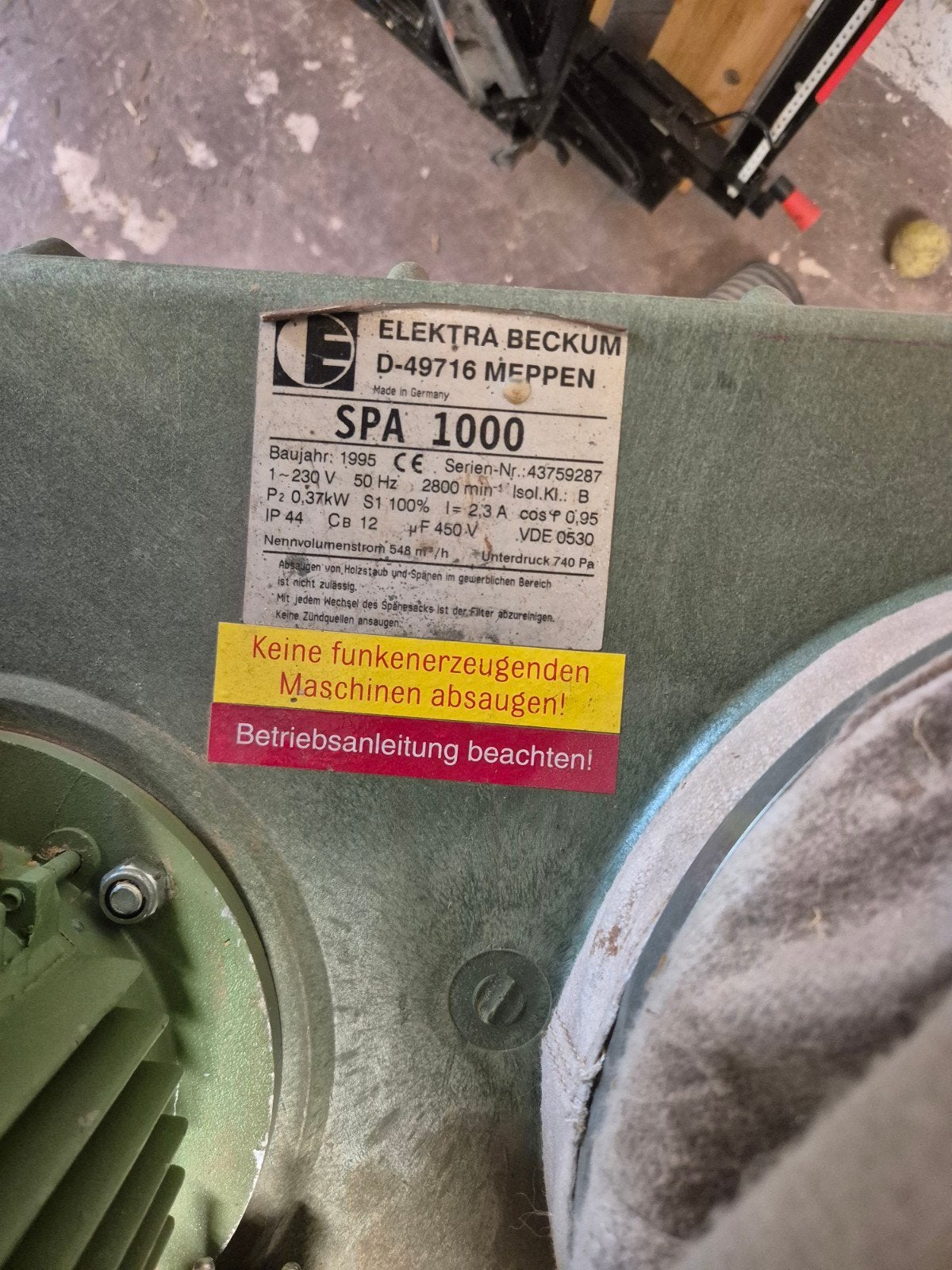 Elektra Beckum SPA 1000 Afzuiging voor Houtbewerking, Ophalen, Gebruikt, Afzuiger