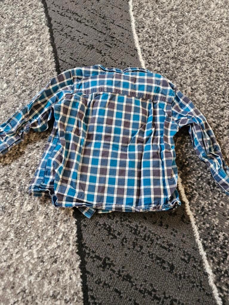 Blauw geblokt overhemd Maat 74, H&M, Onbekend, Ophalen of Verzenden, Zo goed als nieuw