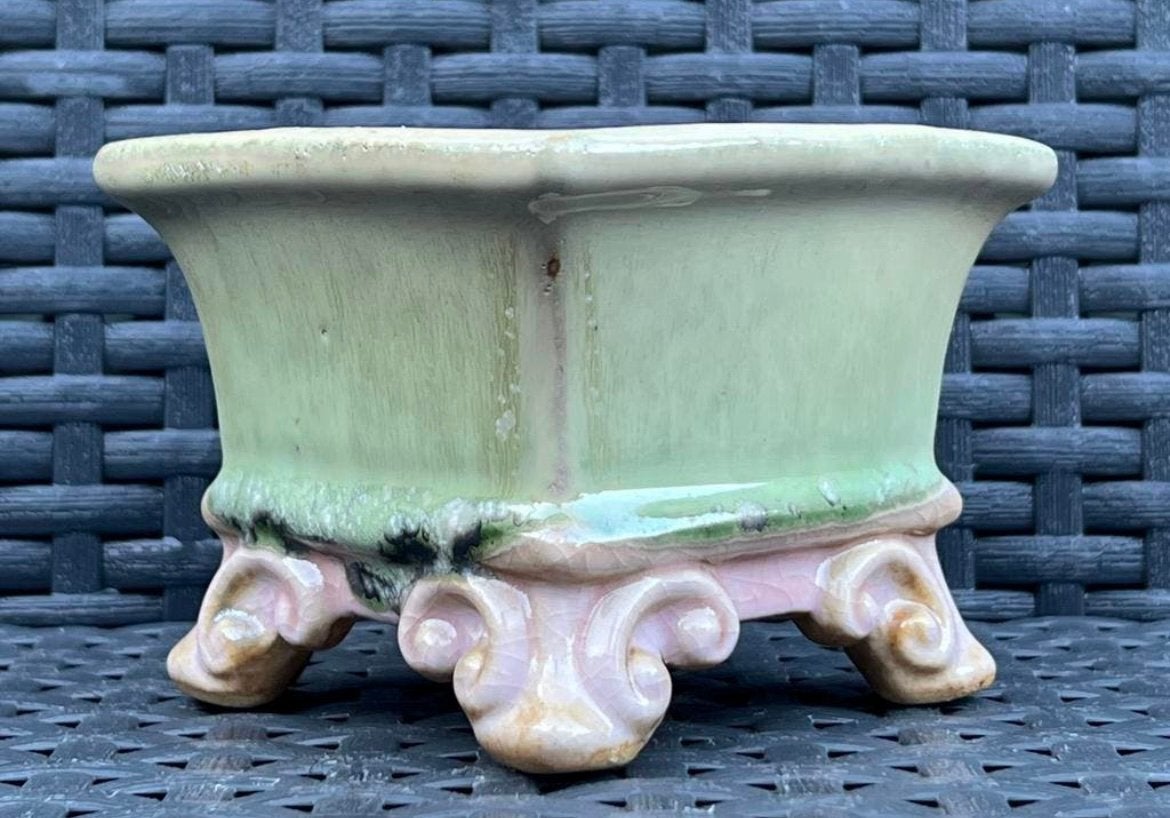 Bonsai pot Celadon groen geglazuurd aardewerk 10,1x9,8x7,8, Vierkant, Ophalen of Verzenden, Zo goed als nieuw, Aardewerk
