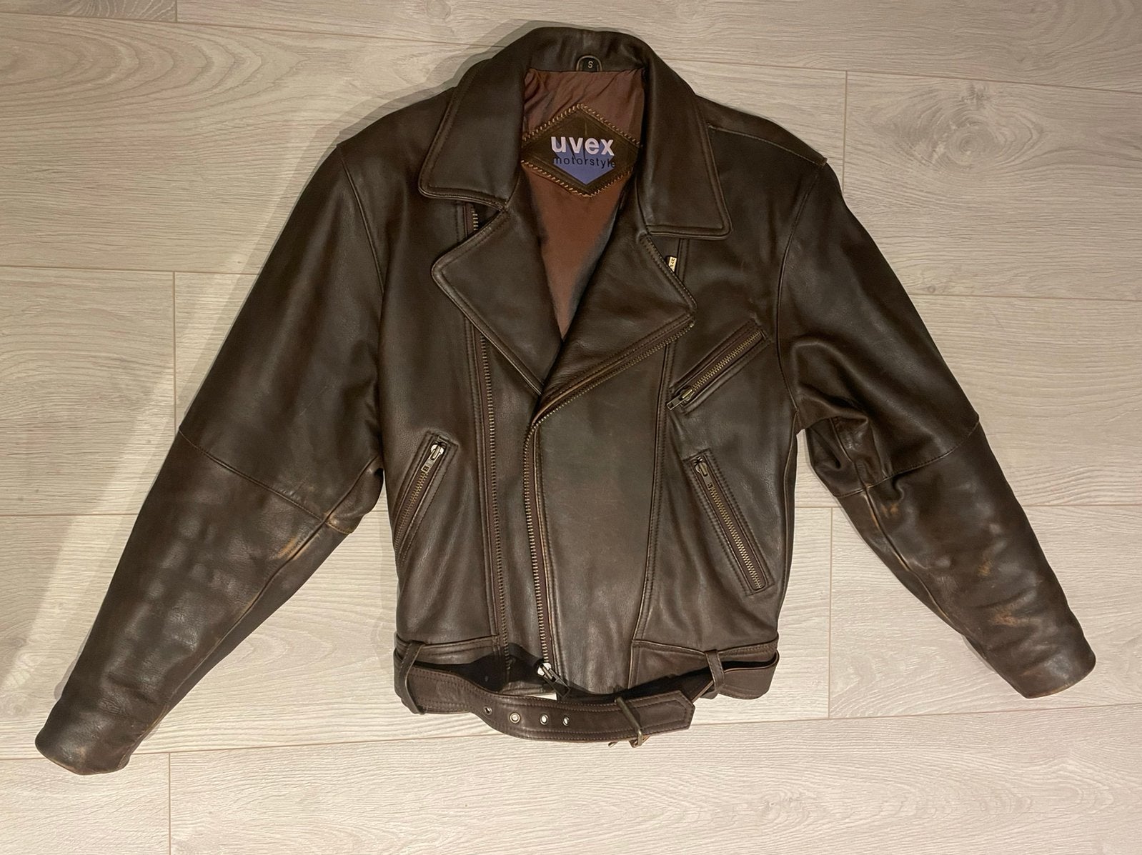 Motorjack Uvex mt S, dames, bruin leer, Ophalen of Verzenden, Tweedehands, Dames, Jas | leer