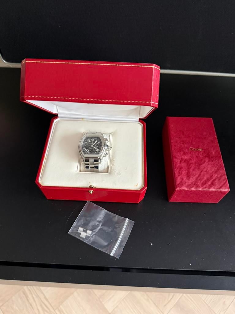 Cartier Roadster chronograph XL, Ophalen of Verzenden, Zo goed als nieuw, Staal, Overige merken