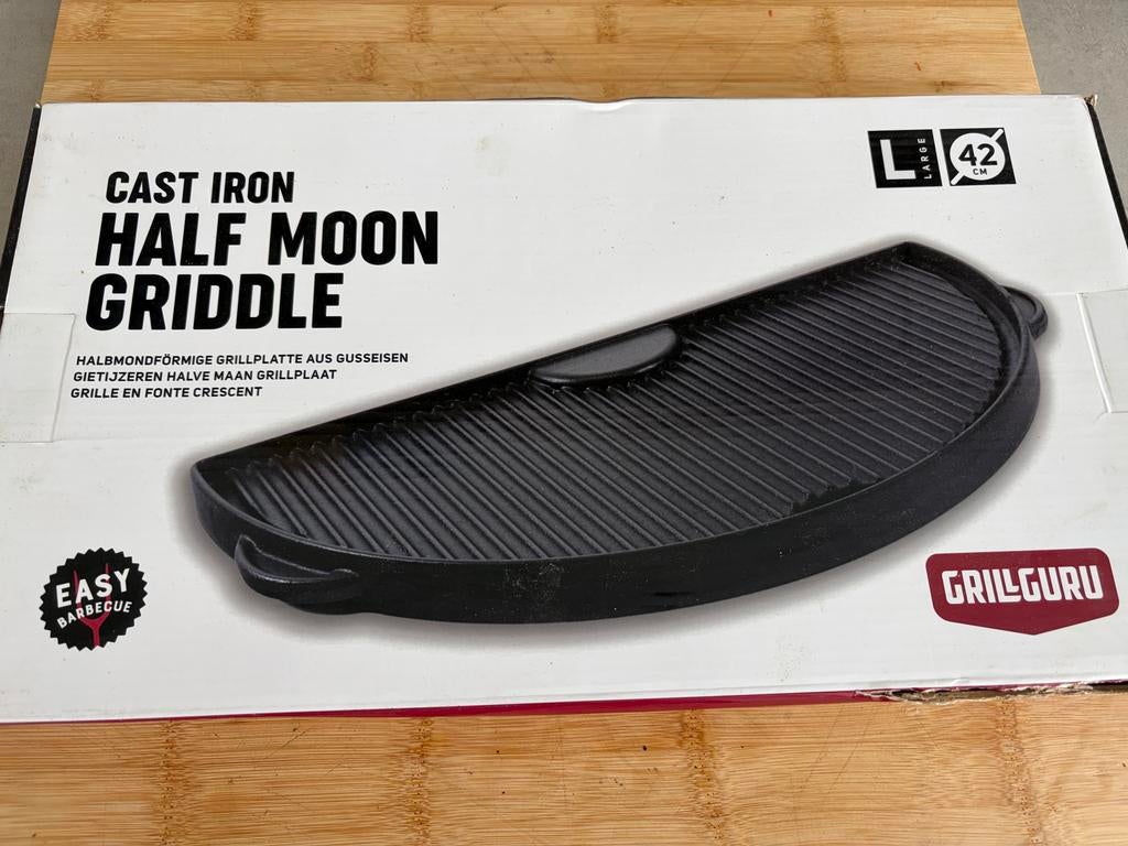 Grill Guru Half Moon Gietijzeren Grillplaat - 42 cm, Ophalen of Verzenden, Zo goed als nieuw