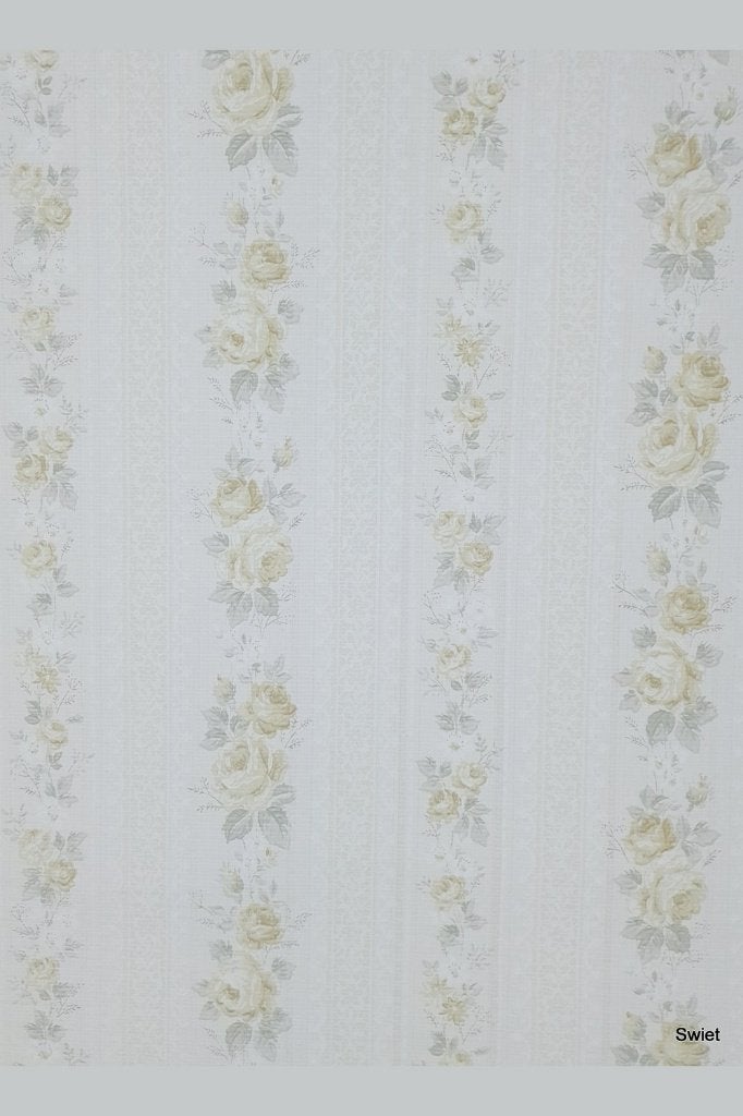 14027 vintage oud behang rozen klassiek 60s landelijk swiet, Ophalen of Verzenden, Minder dan 10 m², Wit