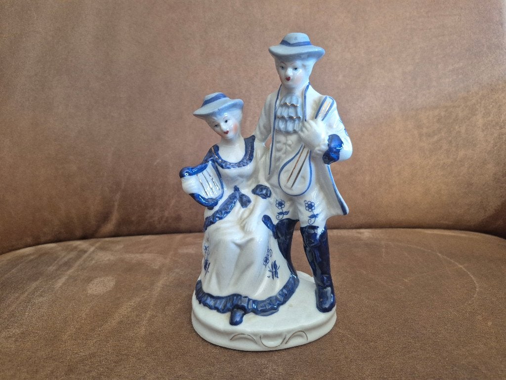Prachtig Vintage Porseleinen Beeldje – Muzikantenstel, Verzamelen, Ophalen of Verzenden, Zo goed als nieuw, Mens