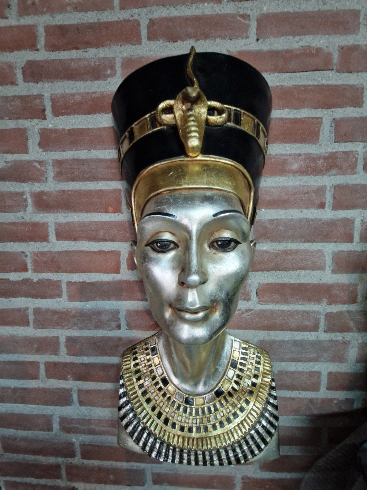 Wanddecoratie Buste Nefertiti - Zilver/Goud/Zwart, Antiek en Kunst, Ophalen, Kunststof, 50 - 100 cm, Wanddecoratie