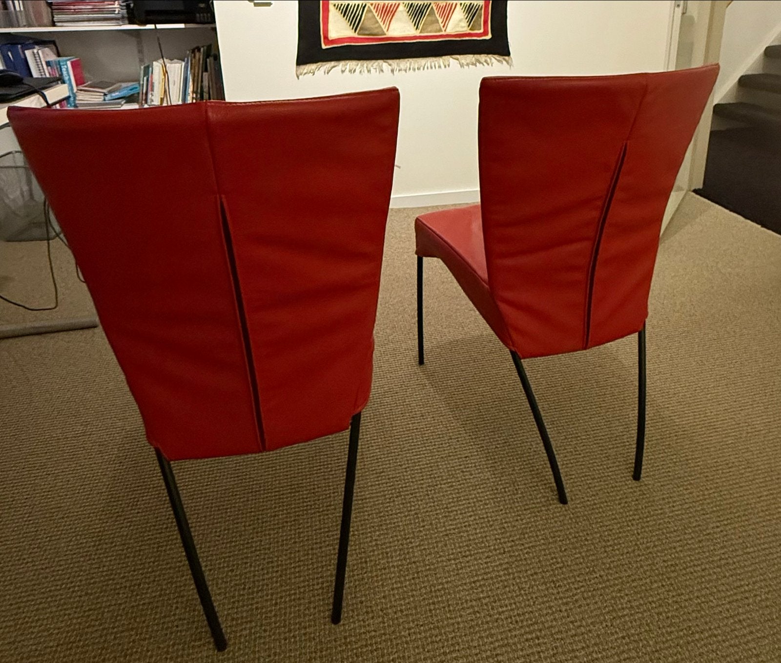 Set van 2 rode leren Montis Spica eetkamerstoelen, Ophalen, Gebruikt, Twee, Leer