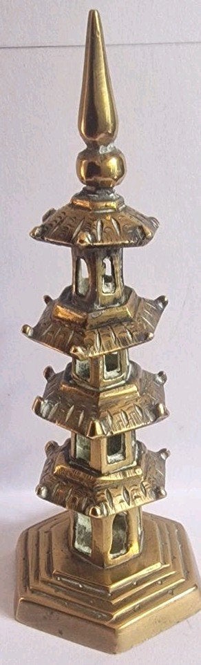 Vintage Koperen Pagode Beeldje - Decoratief, Antiek en Kunst, Antiek | Koper en Brons, Ophalen of Verzenden