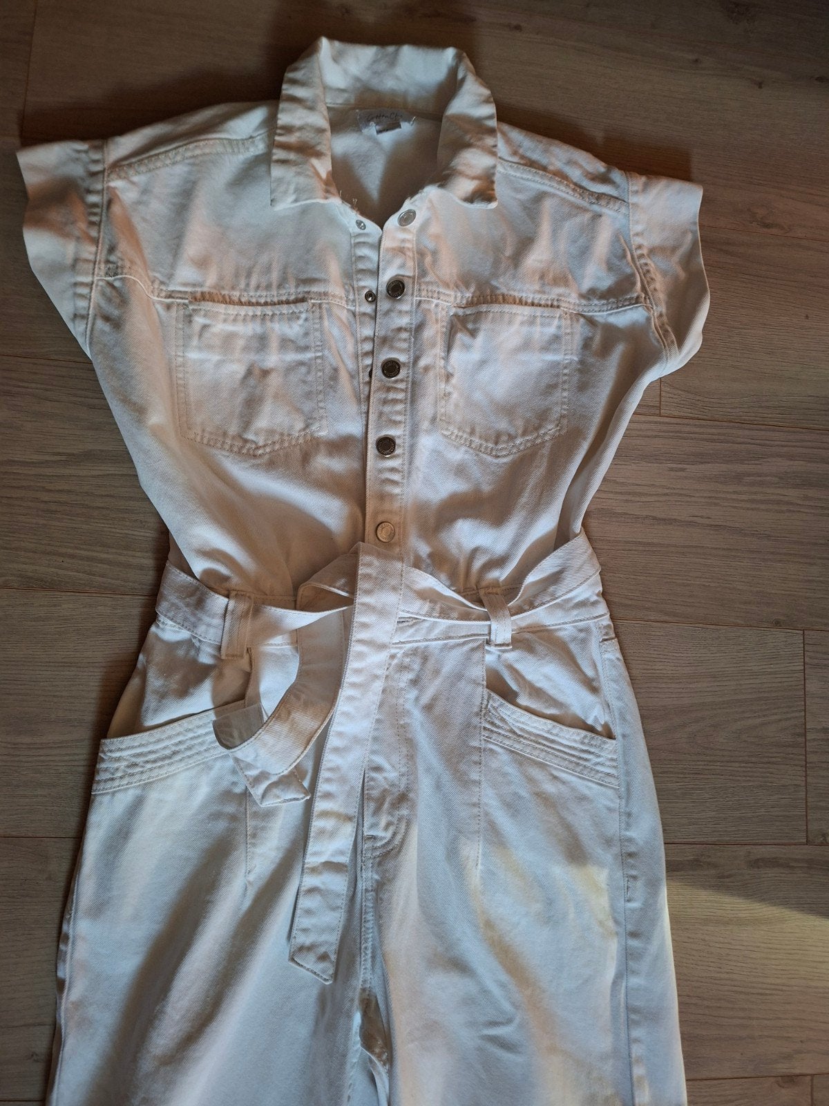 COTTON CLUB Spijker jumpsuit - mt M-  - creme kleurig, Kleding | Dames, Jumpsuits, Maat 38/40 (M), Beige, Ophalen of Verzenden