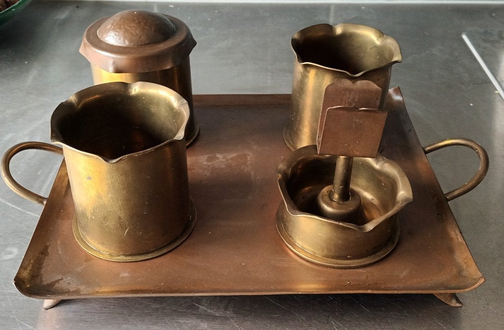 Unieke WO 1 Trench art Rokersset Franse granaathulzen 1913, Ophalen, Landmacht, Nederland, Overige typen