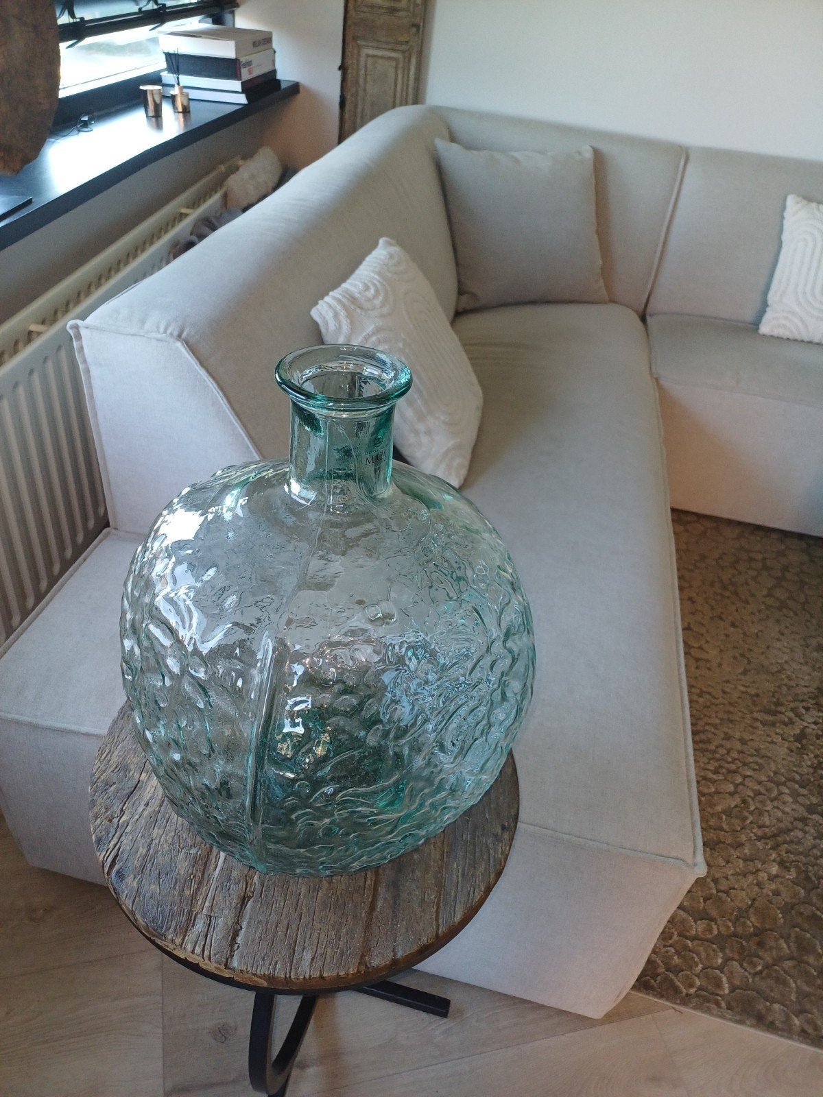 Grote decoratieve glazen vaas, Ophalen, Groen, Gerecycled glas, Glas
