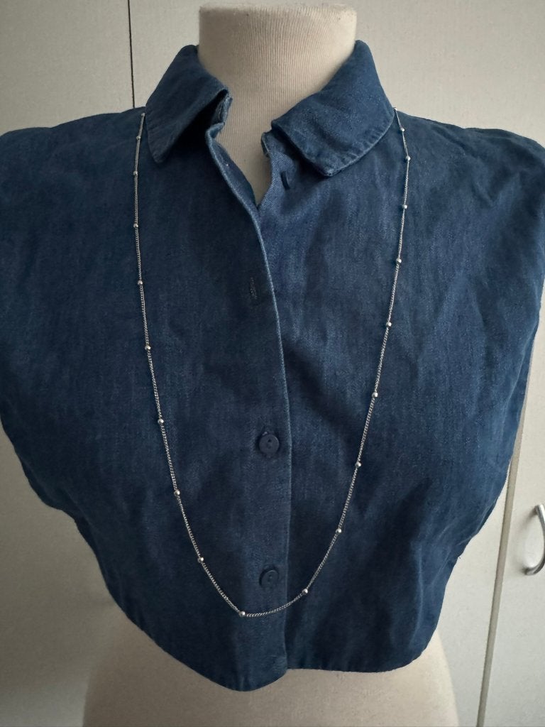 NIEUW > Hele fijne Zilveren Ketting met Balletjes (90 cm), Verzenden, Nieuw, Zilver, Overige materialen